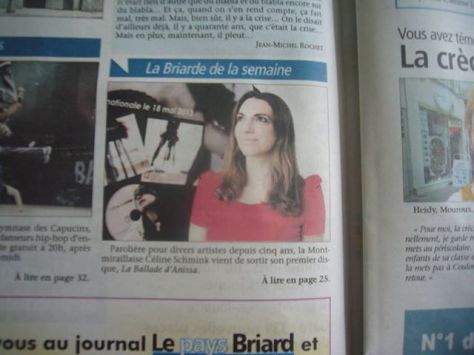 Céline Schmink chanteuse, briarde de la semaine